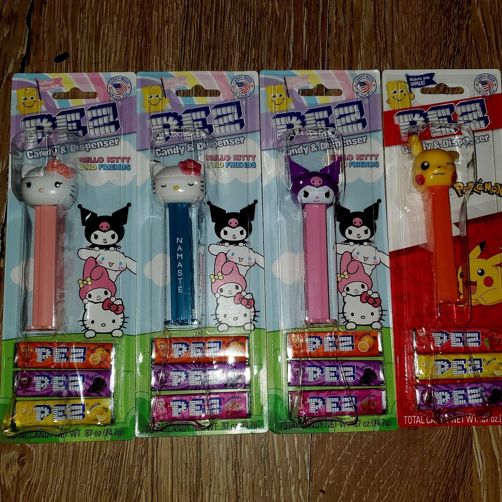 PEZ Candy Dispensers (Pikachu, Helll Kitty, Kuromi)